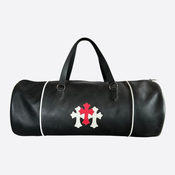 Chrome Hearts Black White & Red Triple Cross Leather Duffel Bag - Picture 1 of 6